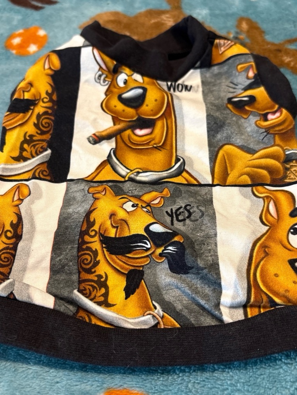 Cartoon Dog Hooded Pajama Top in Yellow and Black medium